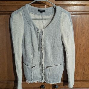 Drew Anthropology Women's Gray and Cream Sweater Jacket